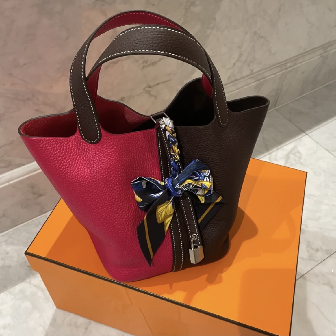 Hermes Picotin Lock 18 taurillon Clemence 90 Framboise+0D Rose Mexico