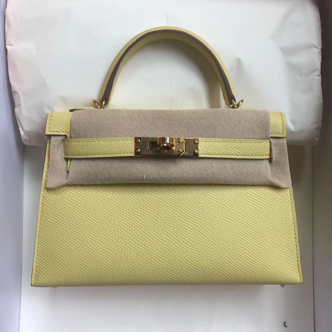 Hermes Kelly Mini II 2代 Epsom 1Z jaune poussin 小雞黃 金扣 金屬