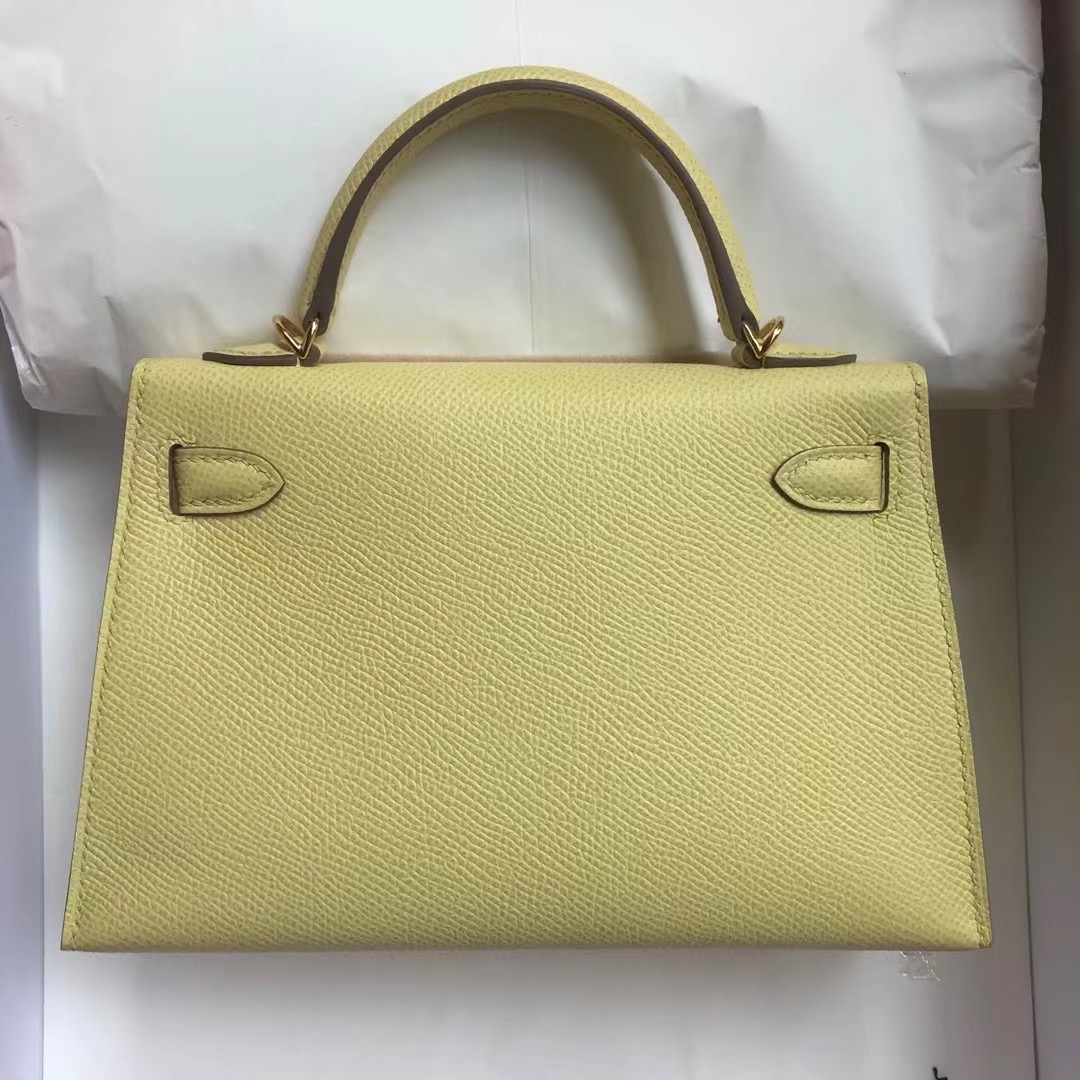 Hermes Kelly Mini II 2代 Epsom 1Z jaune poussin 小雞黃 金扣 金屬