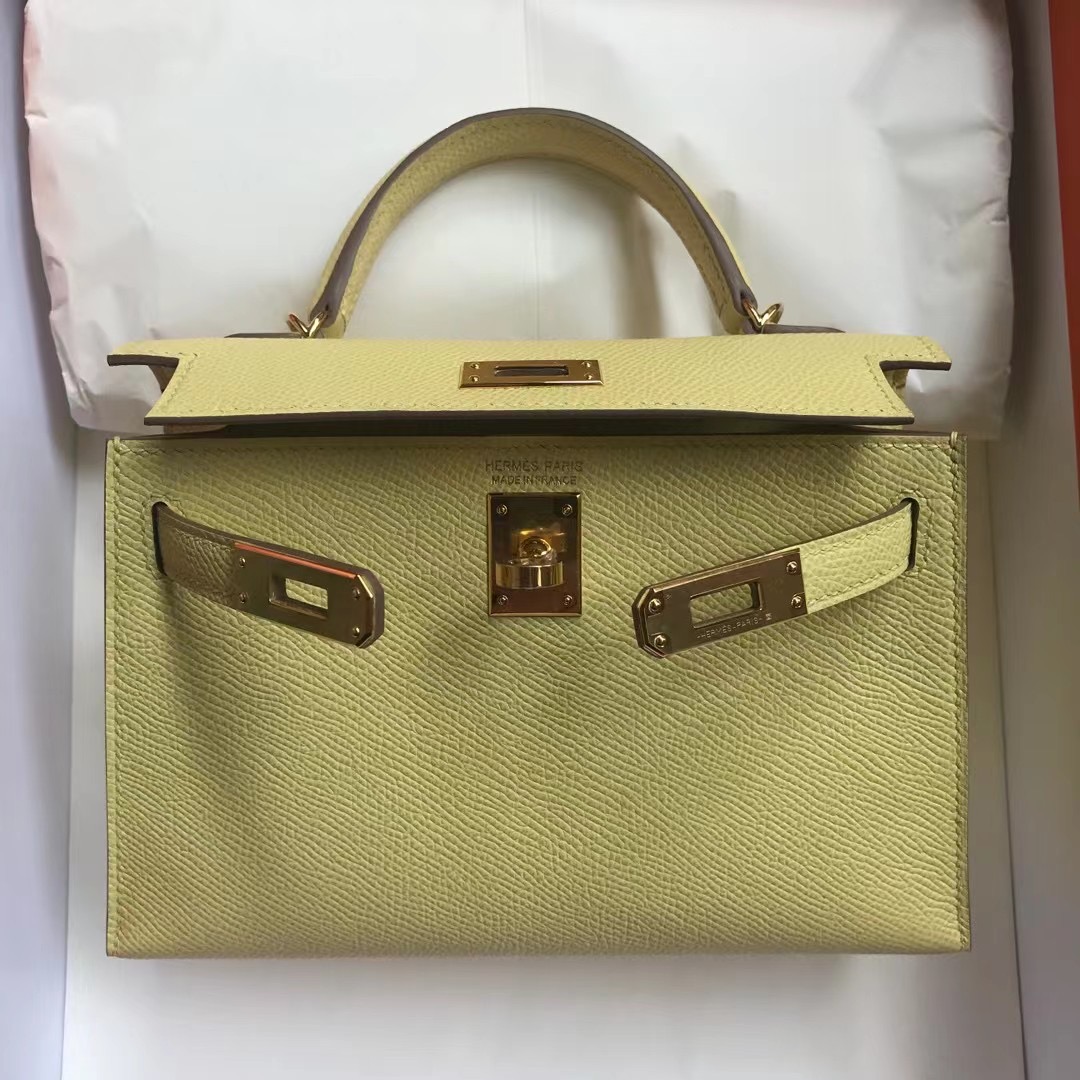 Hermes Kelly Mini II 2代 Epsom 1Z jaune poussin 小雞黃 金扣 金屬