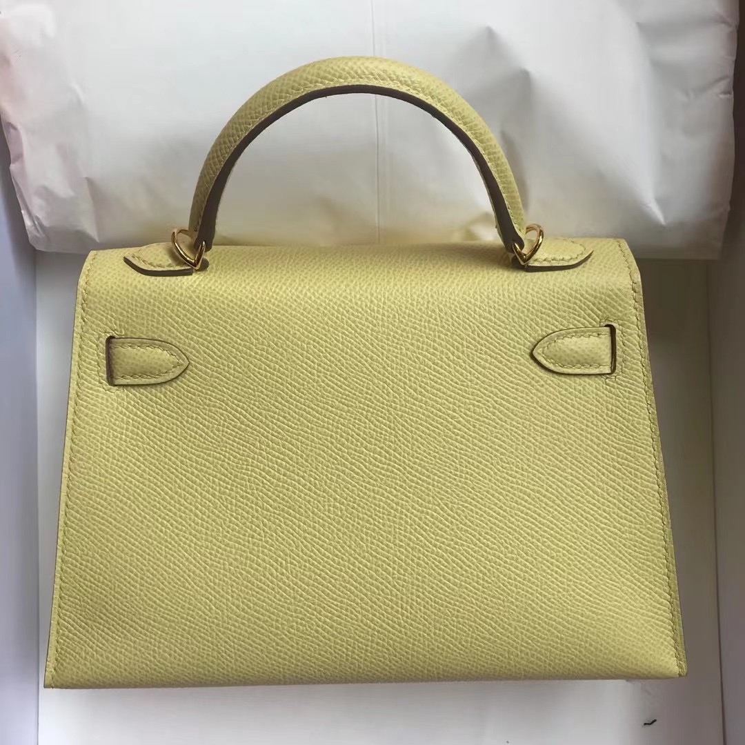 Hermes Kelly Mini II 2代 Epsom 1Z jaune poussin 小雞黃 金扣 金屬