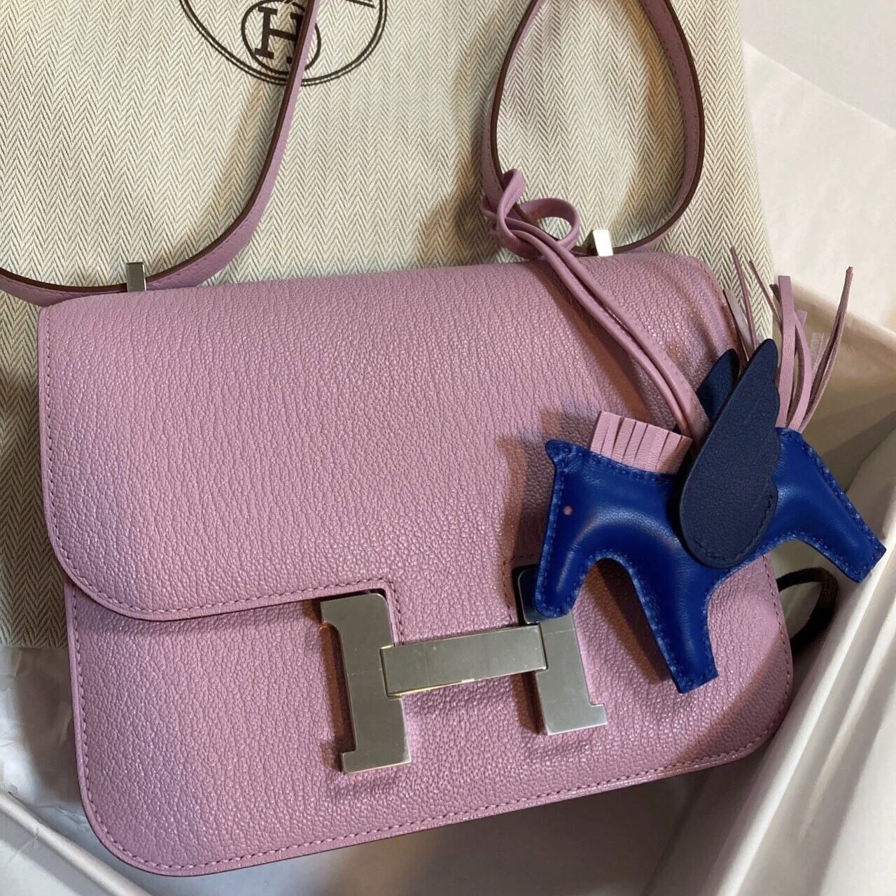 Hermes Constance 18 Chevre山羊皮 X9 Mauve Sylvestre拼S3 Rouge de coeur接受定製