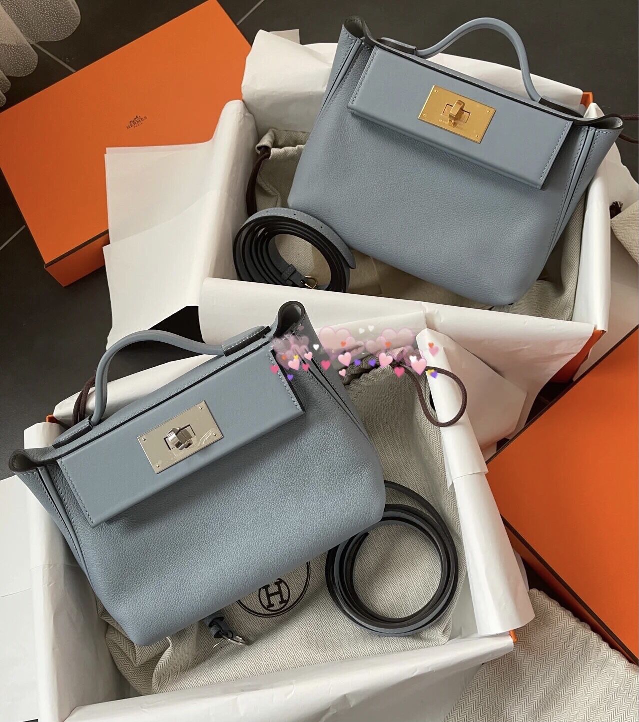 愛馬仕2424mini官方售價 Hermès Kelly 24/24 MINI Evercolor 拼 Swift J7 blue lin 亞麻藍