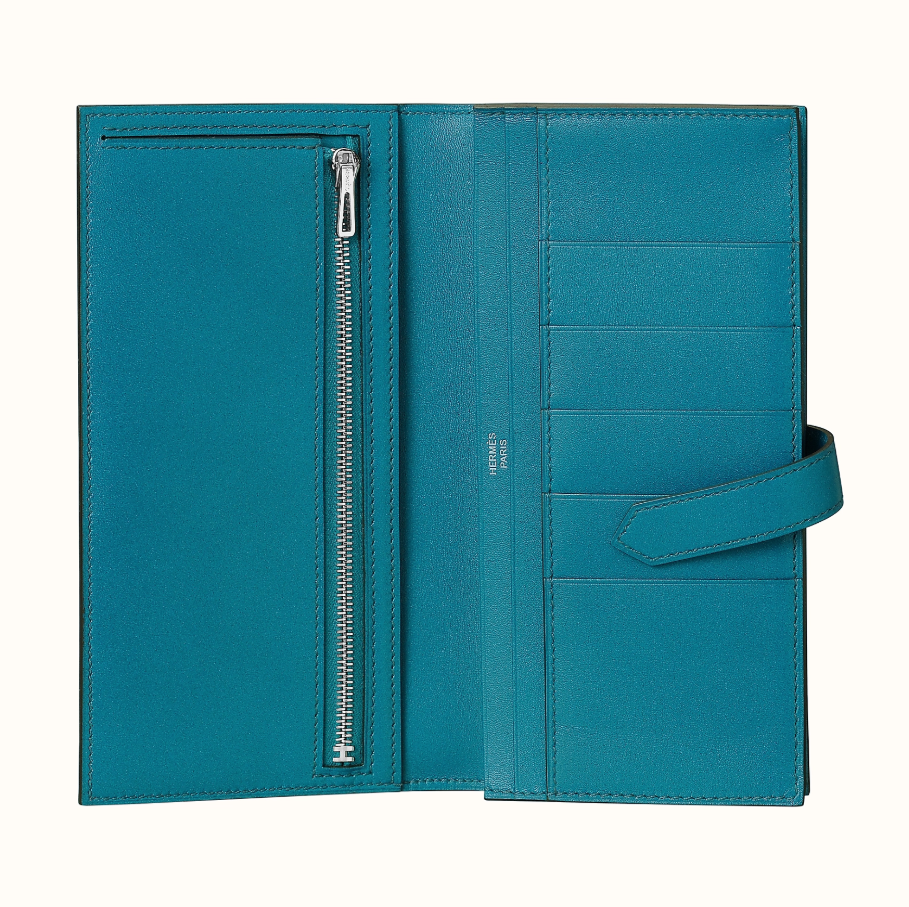 hermes澳大利亞官方網站 Hermès Bearn wallet, medium model 7W Bleu Izmir