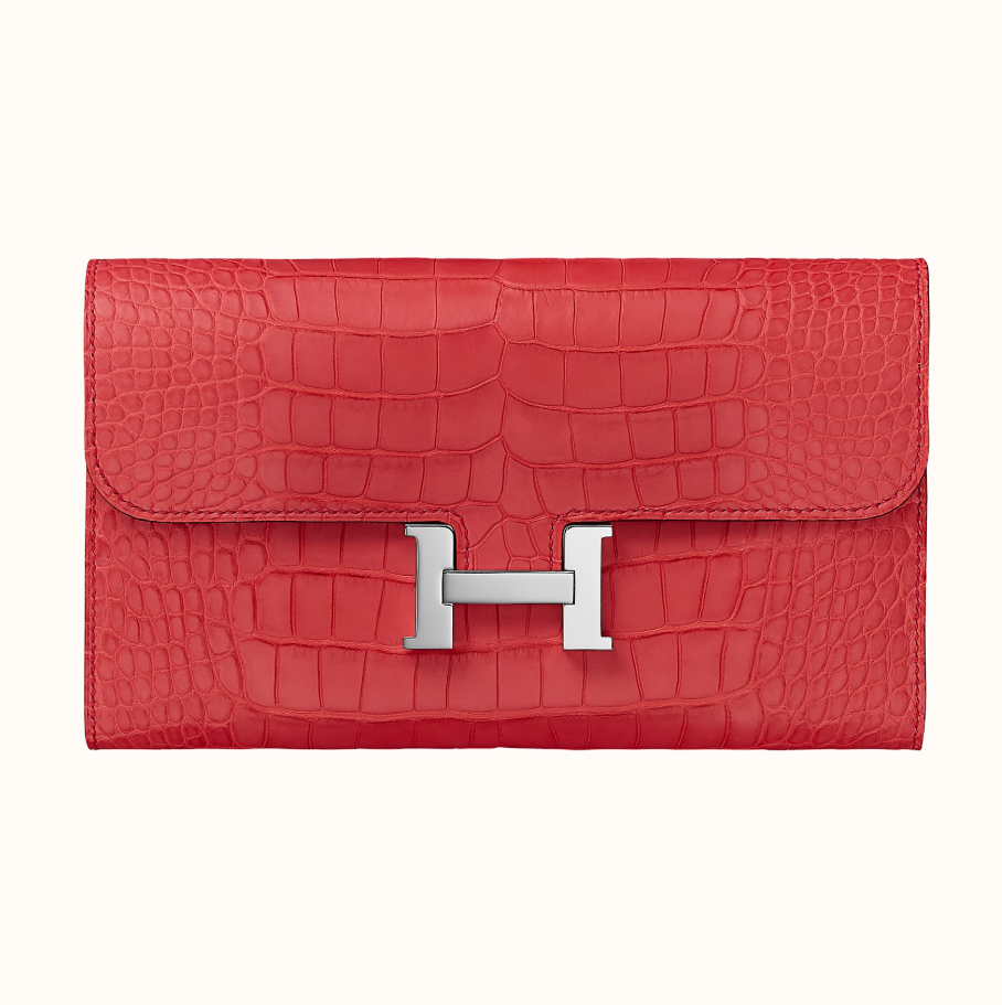 愛馬仕香港官網 Hermès Constance long wallet matte alligator A5 Bougainvillier