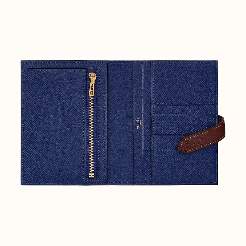 愛馬仕雙色短款式錢包價格及圖片 Bearn wallet Epsom Rouge Sellier Bleu Saphir