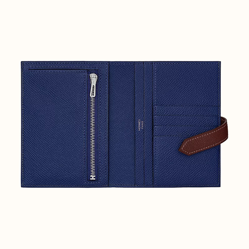 愛馬仕 短款式雙色短錢包 Hermes Bearn wallet Rouge Sellier /Bleu Saphir