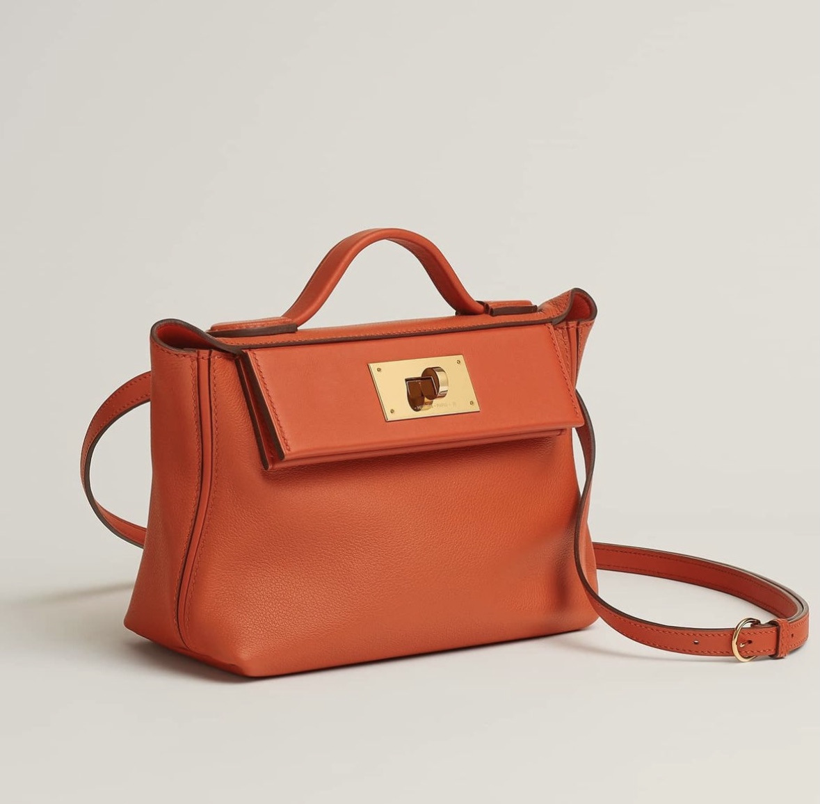  Hermès 24/24 21 verso bag Terre Battue Orange Poppy Evercolor/Swift