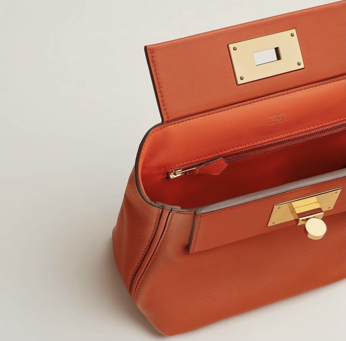  Hermès 24/24 21 verso bag Terre Battue Orange Poppy Evercolor/Swift