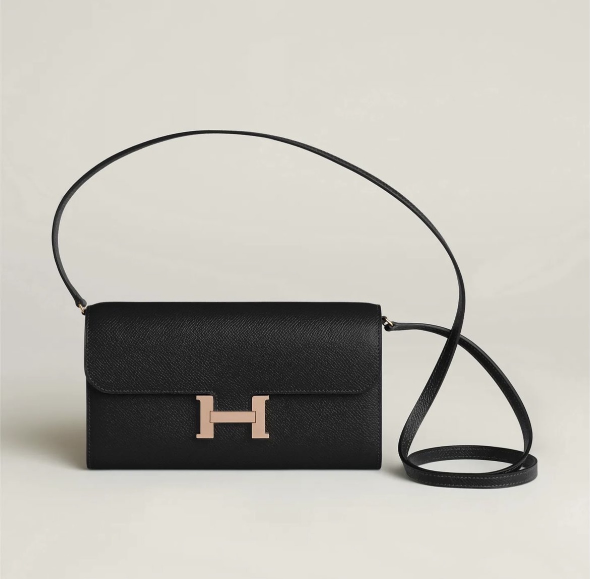 Hermès Constance Long To Go wallet Noir Epsom rose gold hardware