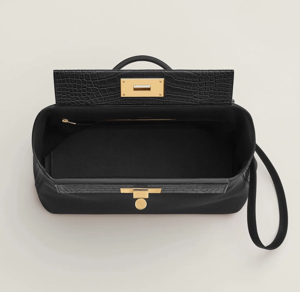 Hermès 24/24 29 bag Noir Togo matte Mississippiensis alligator and Swift