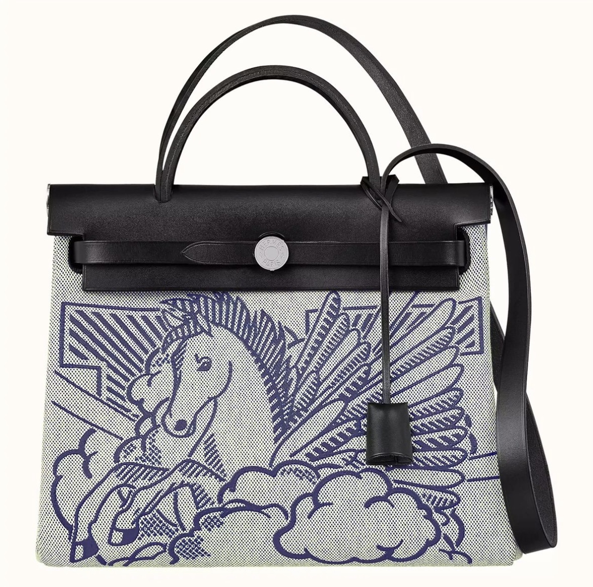 Hermès Herbag Zip 31 retourne Pegase Pop Bleu Indigo Écru Noir