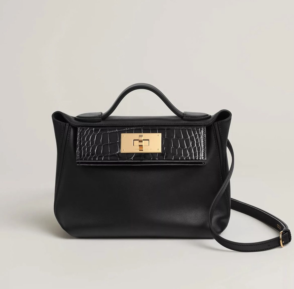 Hermès 24/24 21 bag Noir polished alligator and Swift calfskin