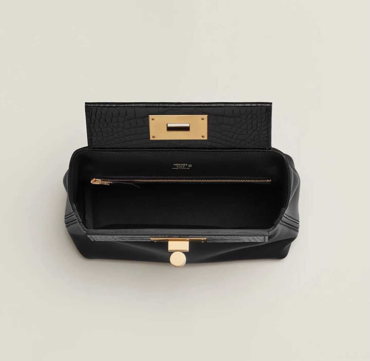 Hermès 24/24 21 bag Noir polished alligator and Swift calfskin