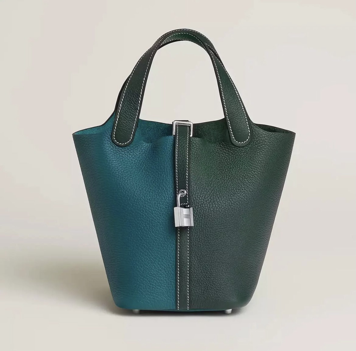 Hermès Picotin Lock 18 casaque bag Vert Cyprès Vert Bosphore Clemence