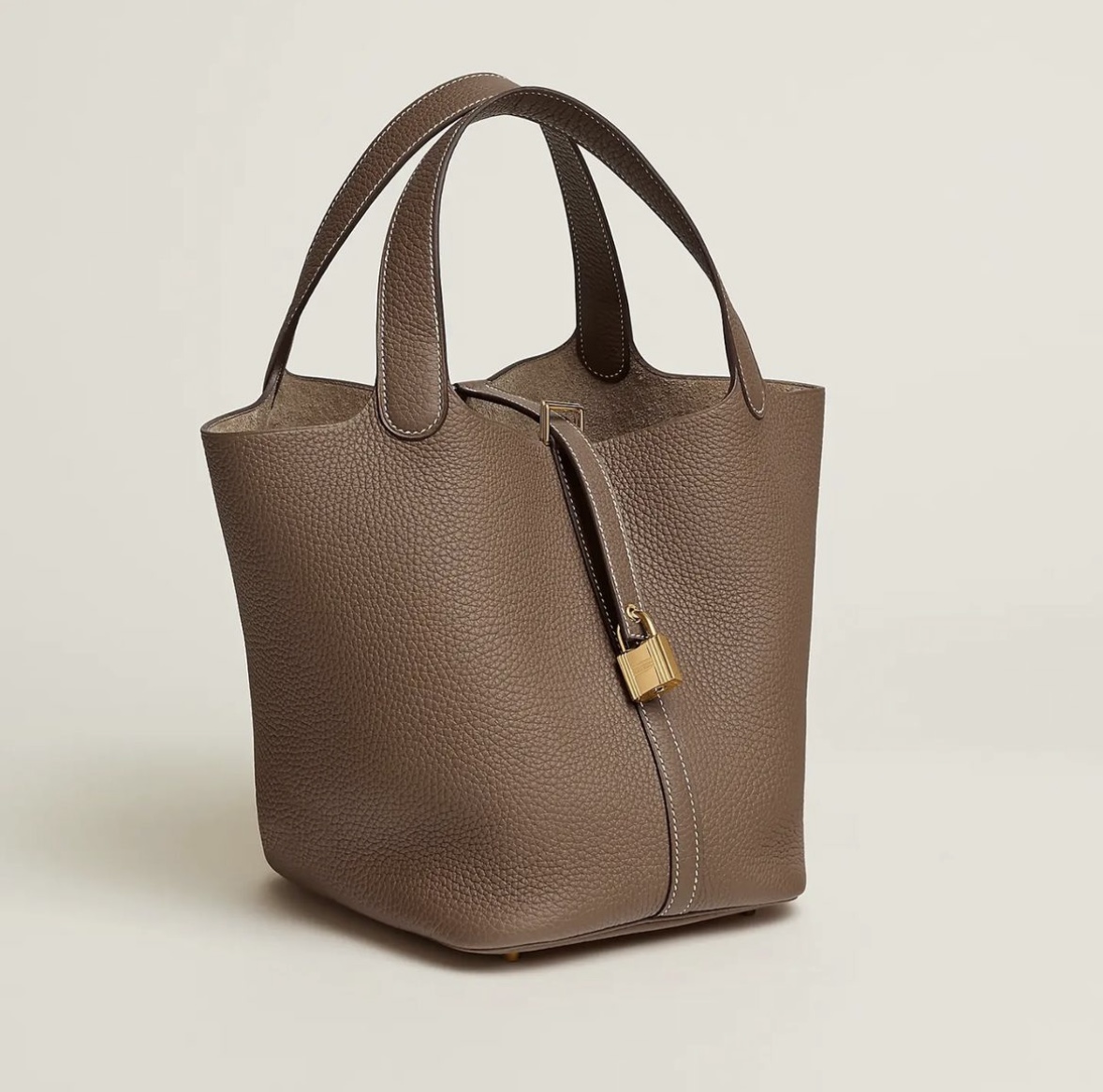 愛馬仕官方網女包菜籃子 Hermès Picotin Lock 22 bag CC18 Étoupe Clemence