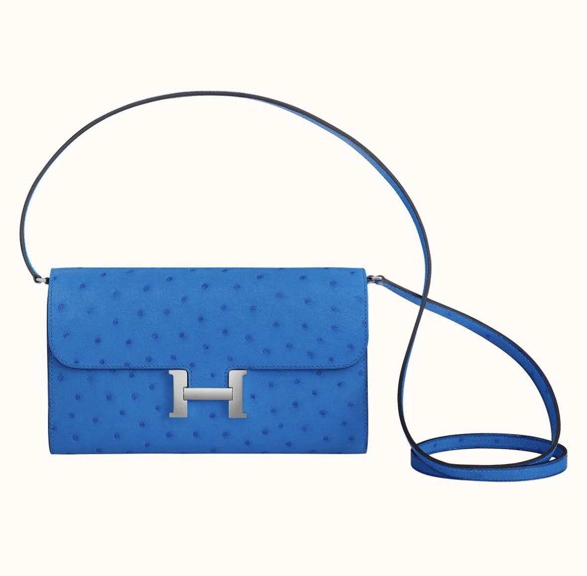 Hermès Ostrich Constance Long To Go wallet CKO7 Bleuet Ostrich