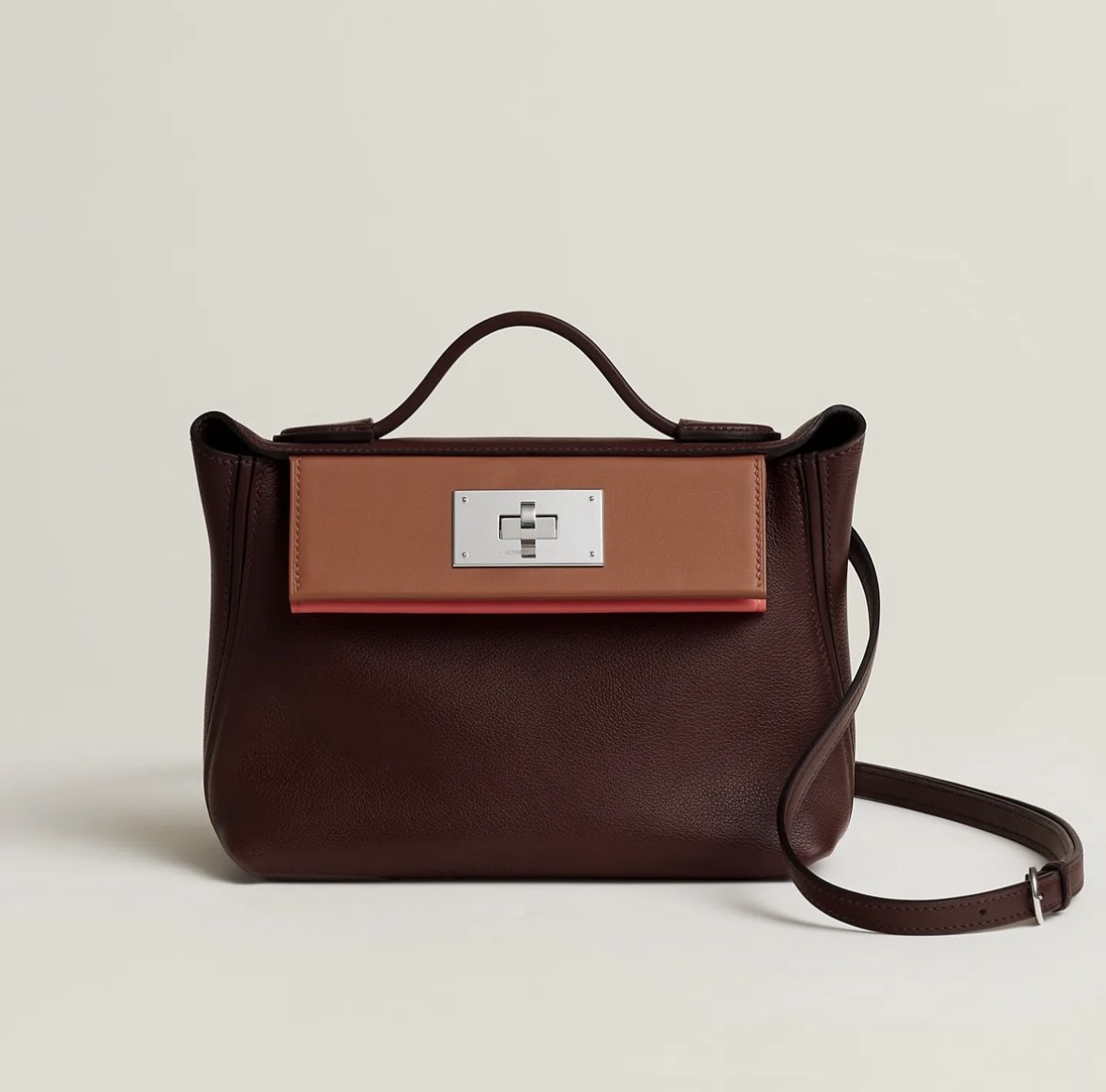 Hermès 24/24 21 multicolor bag Sellier Cuivre Rose Texas Evercolor Swift