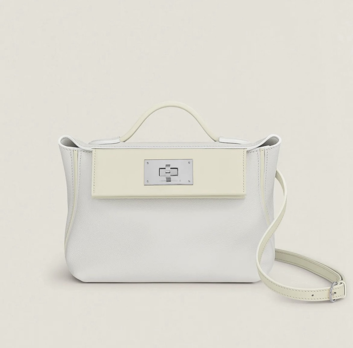 愛馬仕2424包包專櫃價格 Hermès 24/24 21 Blanc/Nata Evercolor/Swift