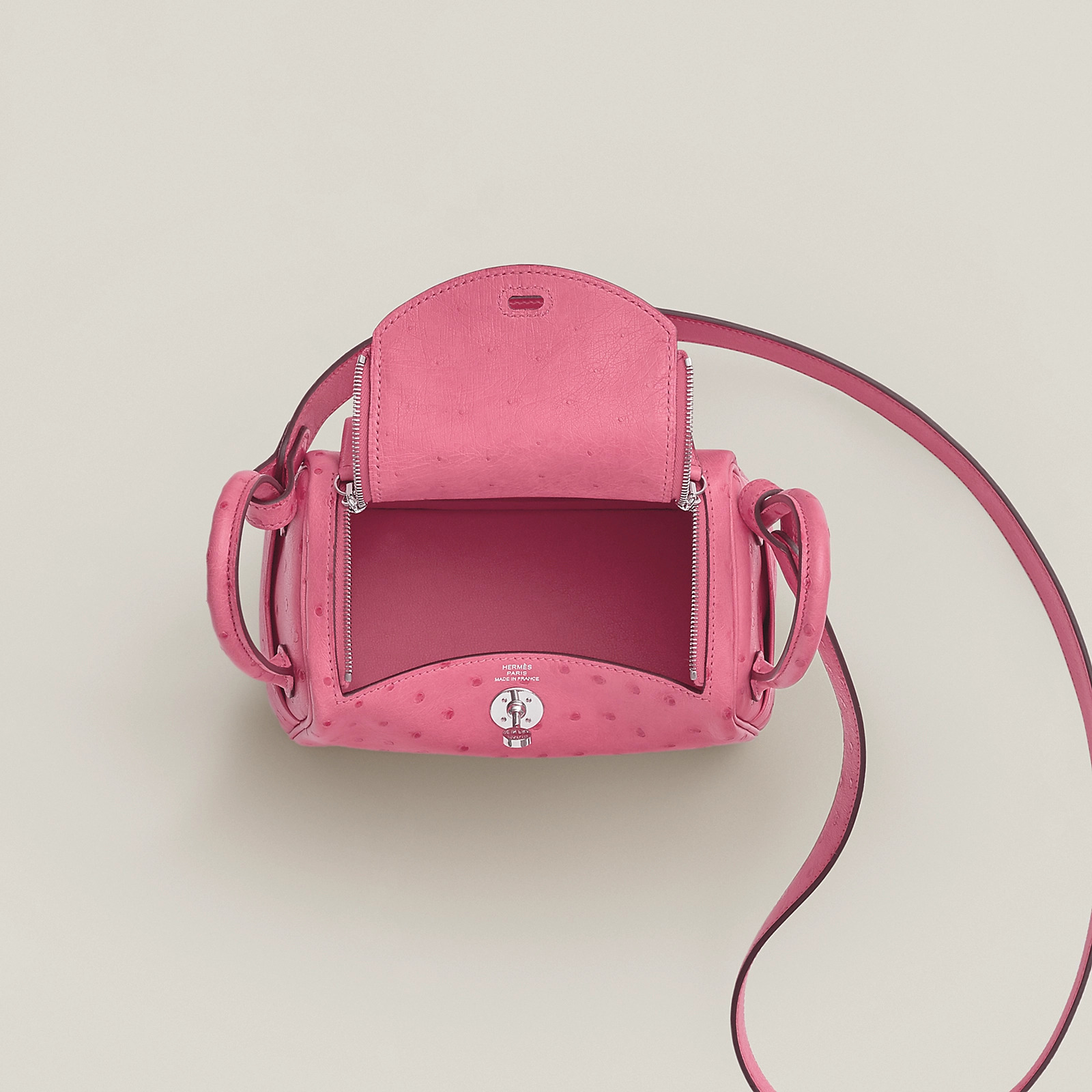愛馬仕專櫃價格Hermes lindy mini bag Ostrich L4 Rose bubblegum 泡泡粉