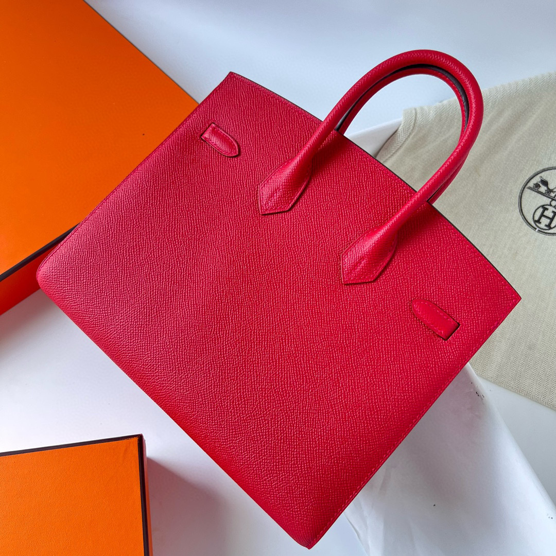 Hermes bag price Birkin 25cm Sellier Epsom Q5 Rose casaque 国旗红