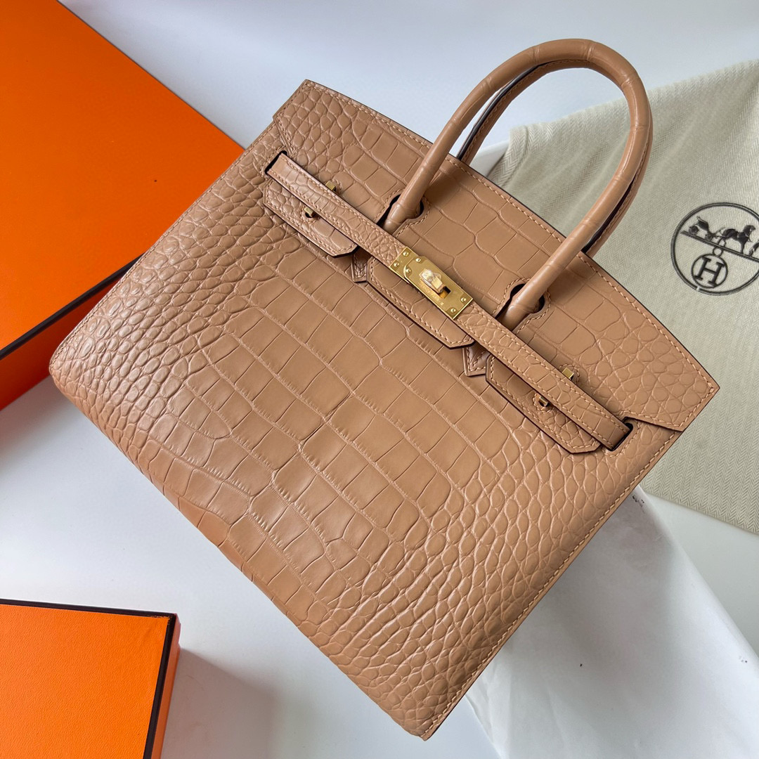 Hermes Birkin 25cm Sellier Matte Alligator Crocodile 0M Chai 玛萨拉茶色