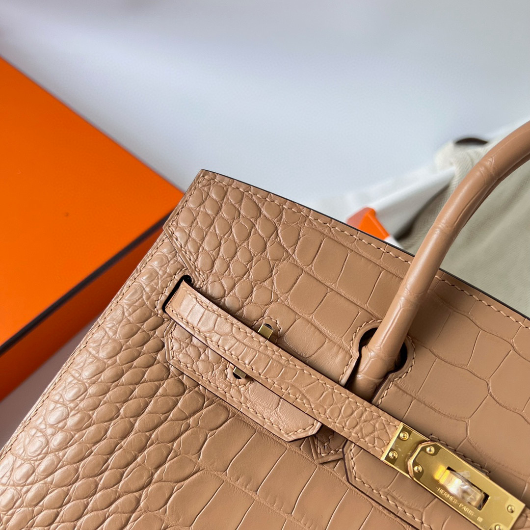 Hermes Birkin 25cm Sellier Matte Alligator Crocodile 0M Chai 玛萨拉茶色