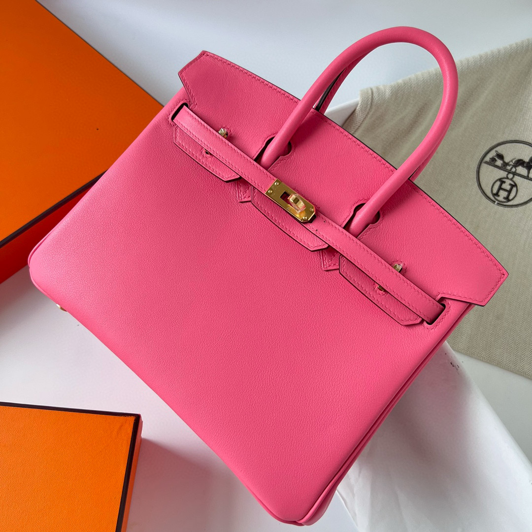 愛馬仕鉑金包官網價格 Hermes Birkin 25 Swift 8W Rose Azalee 新唇膏粉