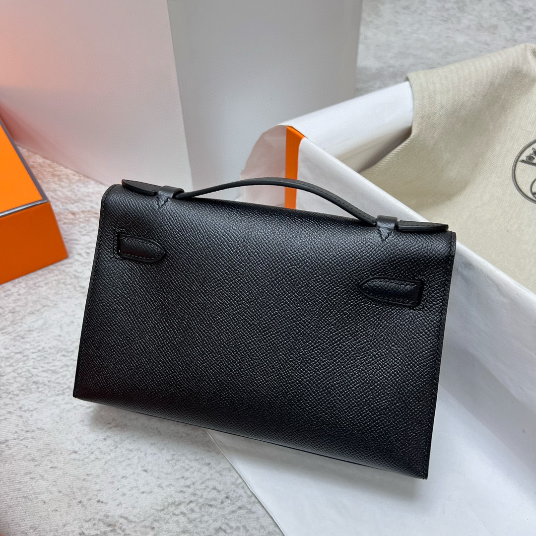 愛馬仕迷妳凱莉包壹代價格 Hermes Mini Kelly Pochette Epsom Noir 黑色