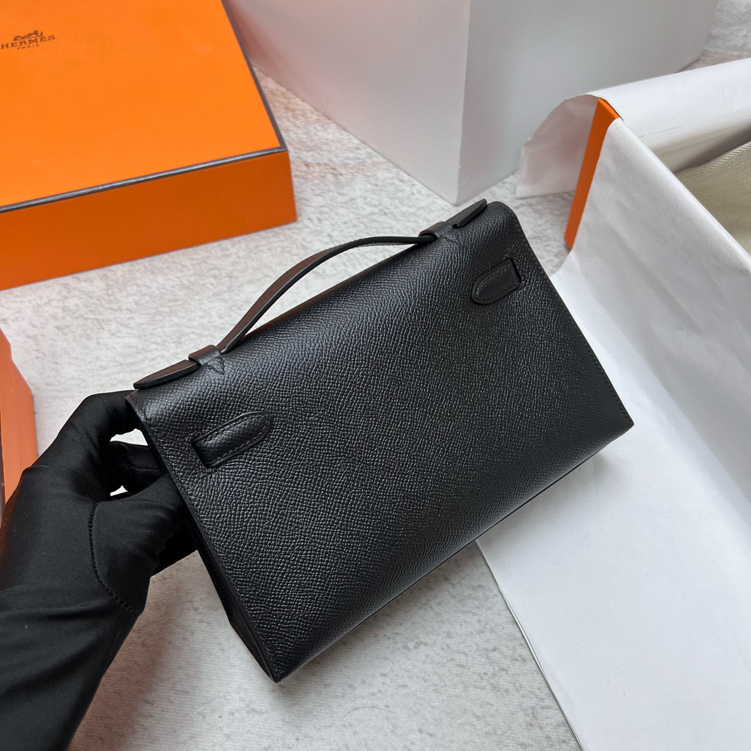 愛馬仕迷妳凱莉包壹代價格 Hermes Mini Kelly Pochette Epsom Noir 黑色