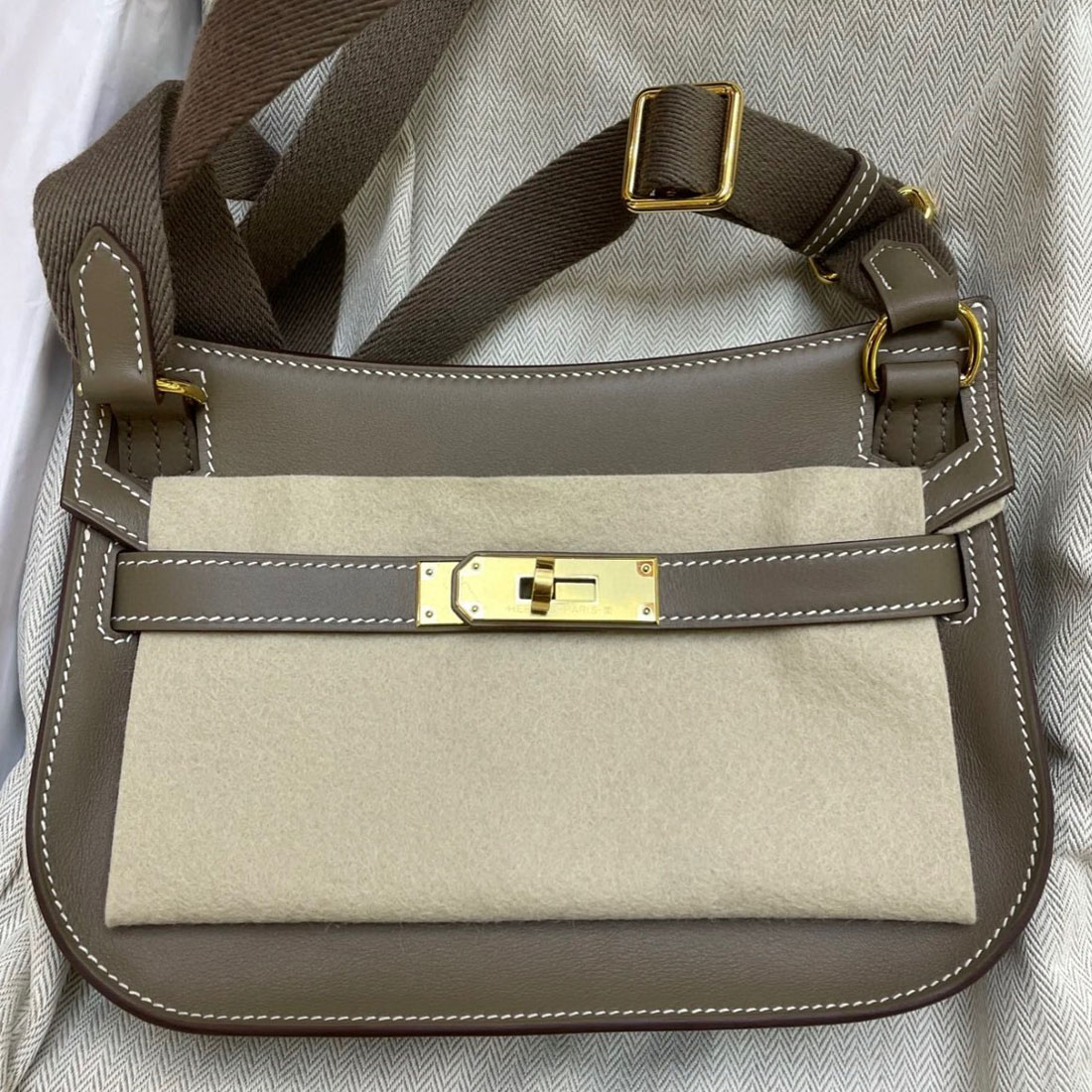 愛馬仕 Hermes Jypsiere Mini 吉普赛 23cm Swift Etoupe 大象灰