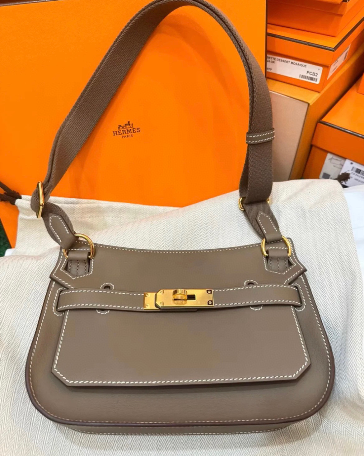 愛馬仕 Hermes Jypsiere Mini 吉普赛 23cm Swift Etoupe 大象灰