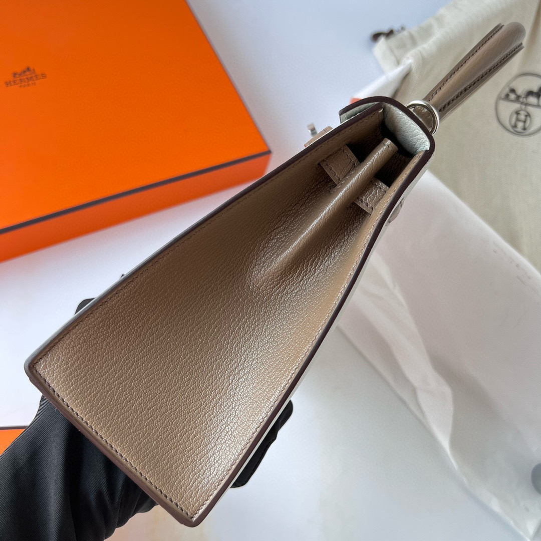 Hermes Kelly 25 Sellier Ostrich 80 Gris Perle GHW Stamp Z