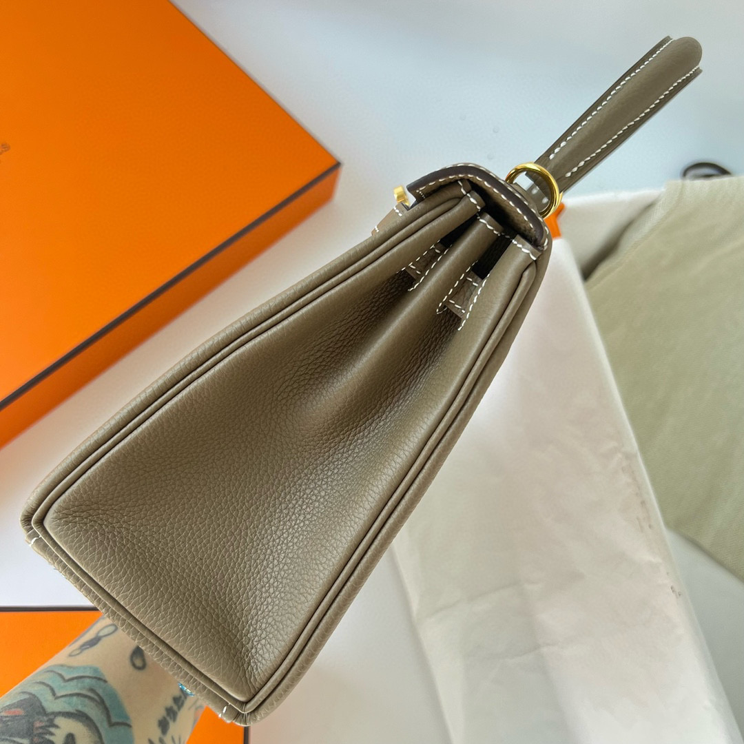 愛馬仕凱莉包25專櫃多少錢 Hermes Kelly 25cm Togo 18 Etoupe 大象灰