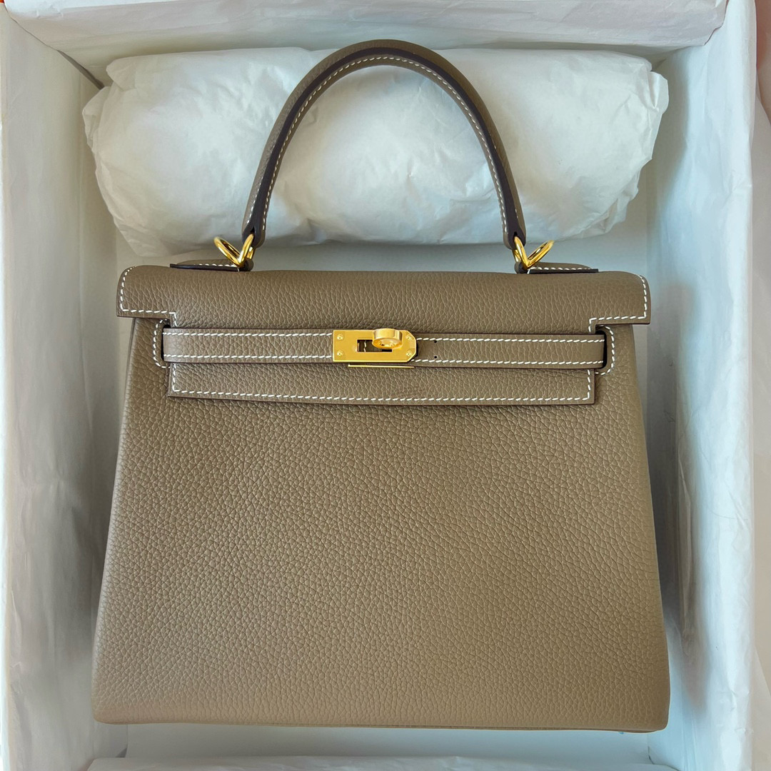 愛馬仕凱莉包25專櫃多少錢 Hermes Kelly 25cm Togo 18 Etoupe 大象灰