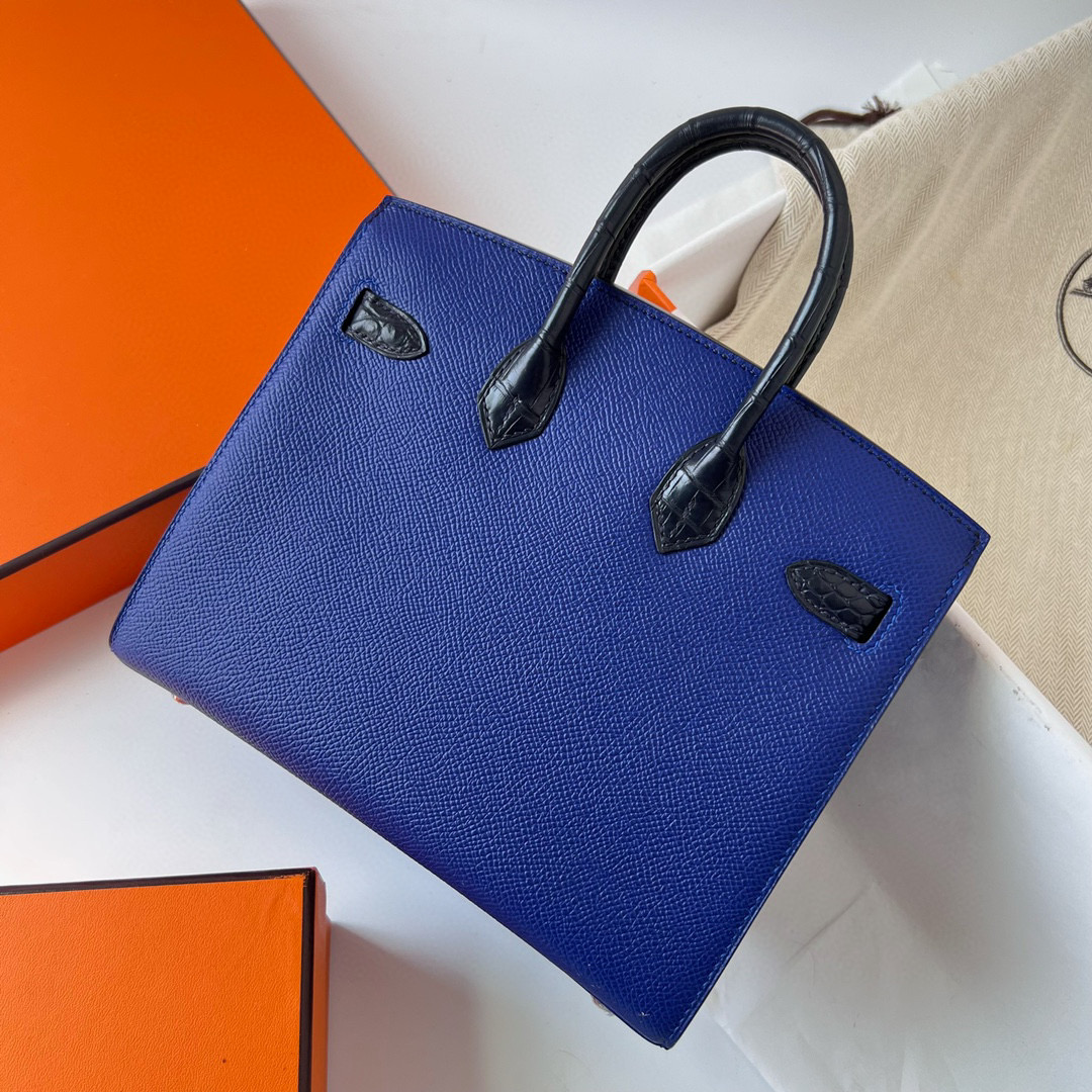 Hermès Birkin 20 Sellier Faubourg Blue Madame Crocodile Epsom Sombrero Swift