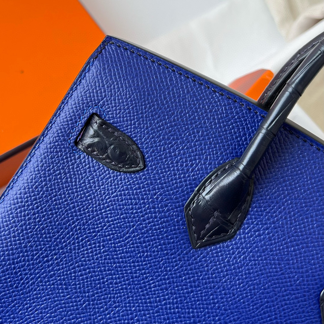 Hermès Birkin 20 Sellier Faubourg Blue Madame Crocodile Epsom Sombrero Swift