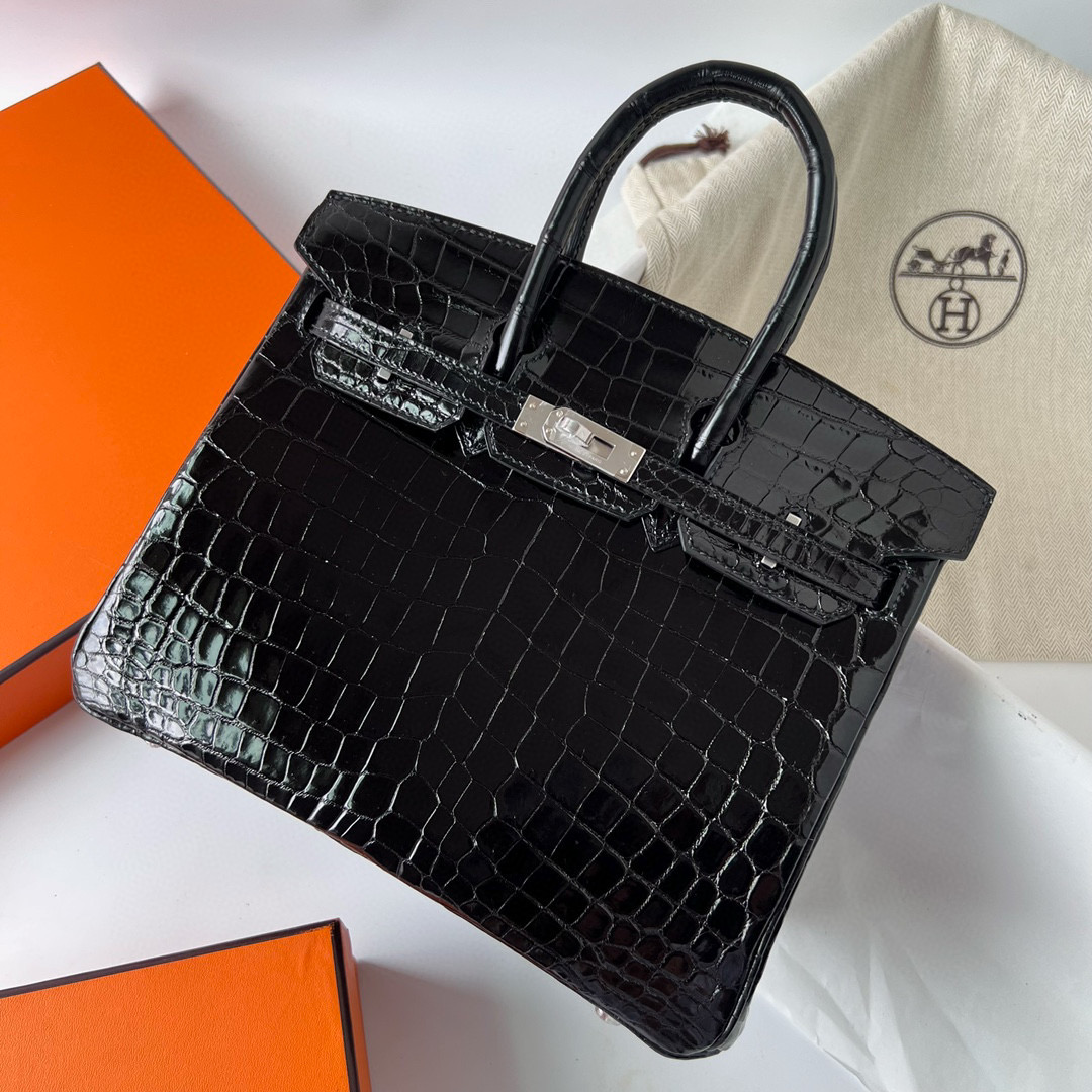 Hermes Birkin 25cm Shiny Nilo Crocodile CK89 Noir 黑色