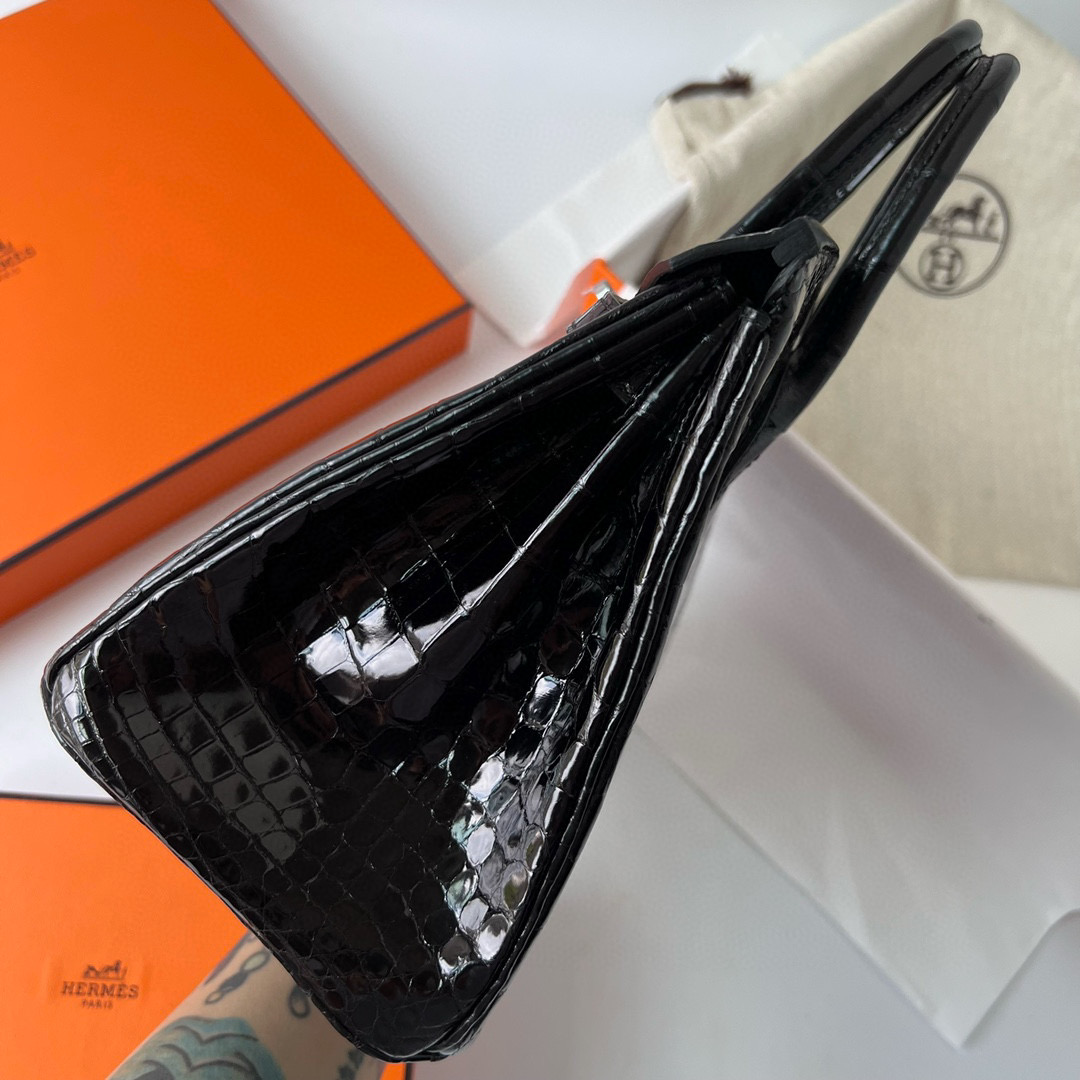 Hermes Birkin 25cm Shiny Nilo Crocodile CK89 Noir 黑色