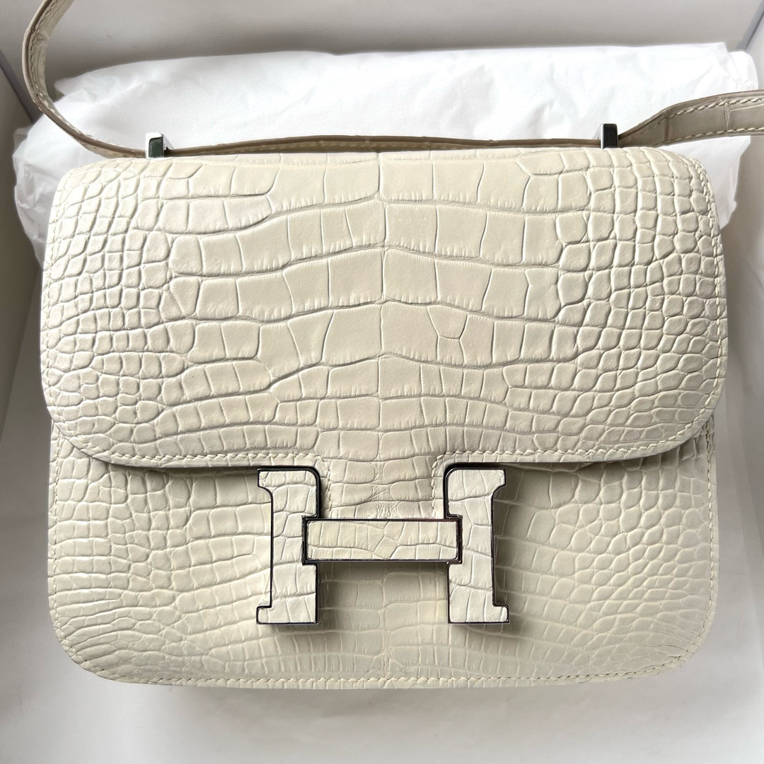 愛馬仕康康包哪個顏色最好 Hermès Constance 18 Matte Alligator Crocodile 8L Beton 鱷魚扣
