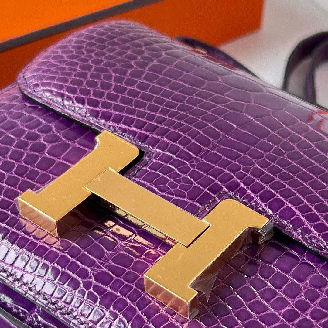 愛馬仕康康原價是多少 Hermès Constance 18 Shiny Alligator Crocodile Crocus