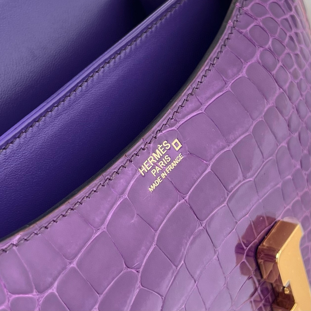 愛馬仕康康原價是多少 Hermès Constance 18 Shiny Alligator Crocodile Crocus