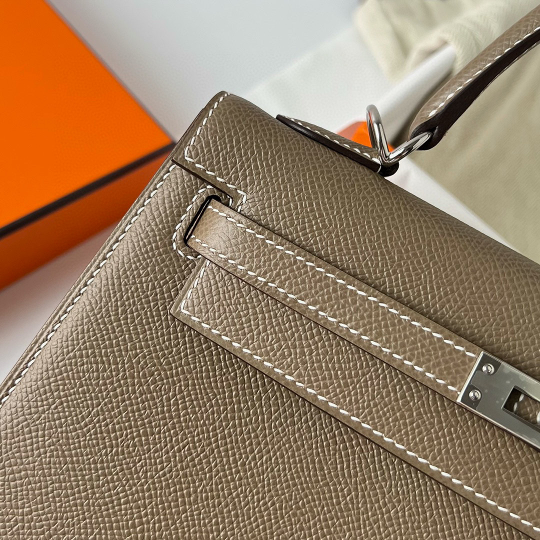 愛馬仕 Hermès Kelly 25 Epsom CK18 Etoupe 大象灰 Silver Hardware