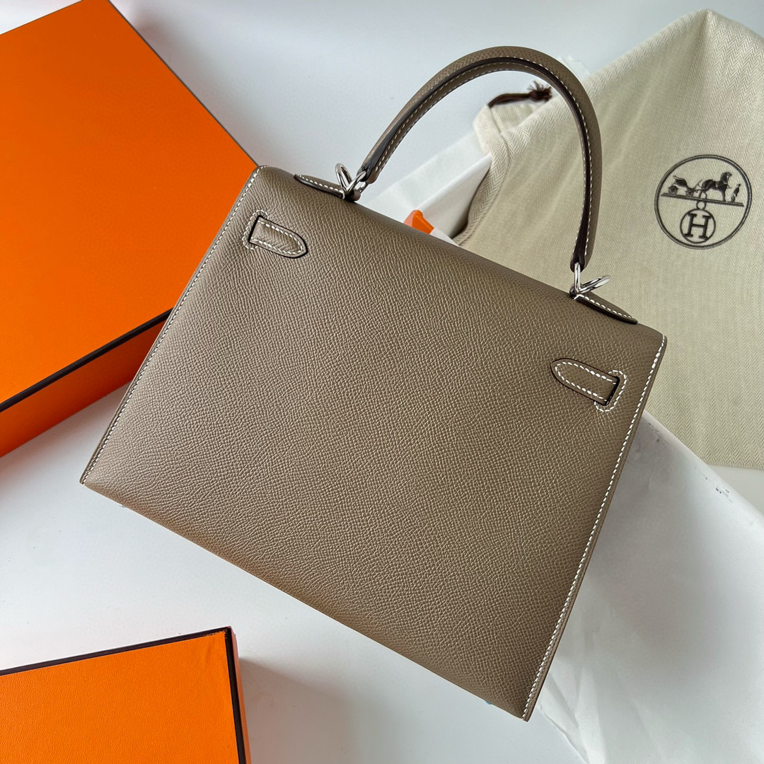 愛馬仕 Hermès Kelly 25 Epsom CK18 Etoupe 大象灰 Silver Hardware