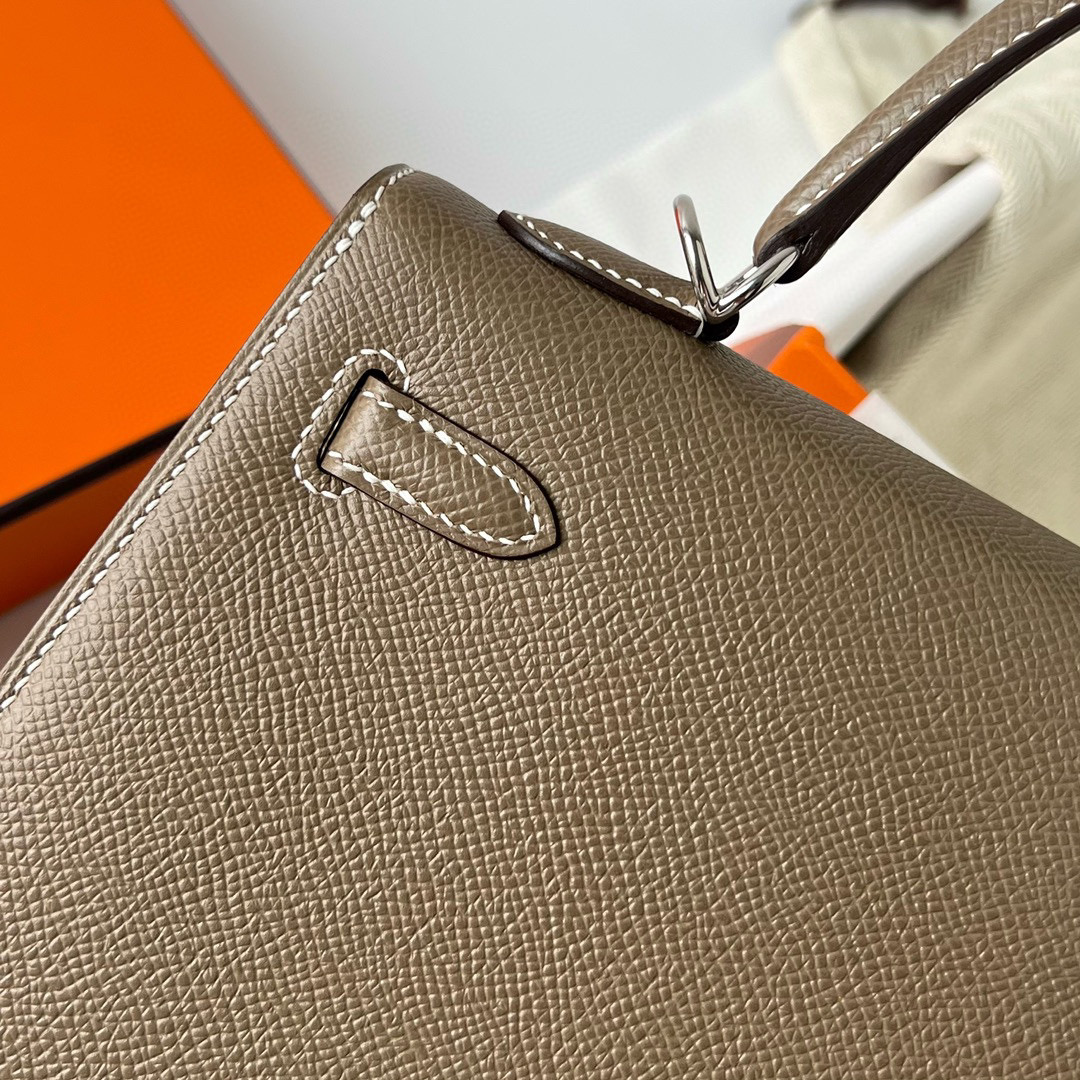 愛馬仕 Hermès Kelly 25 Epsom CK18 Etoupe 大象灰 Silver Hardware