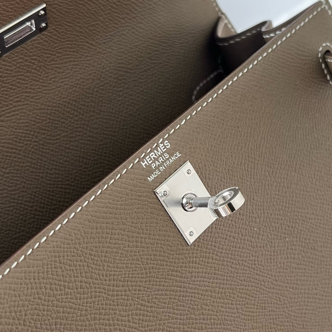 愛馬仕 Hermès Kelly 25 Epsom CK18 Etoupe 大象灰 Silver Hardware