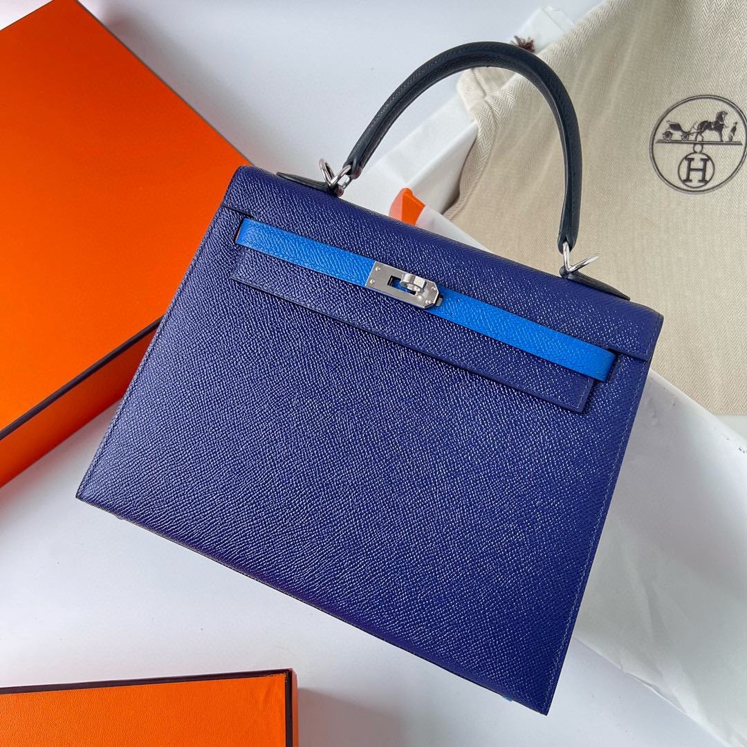 愛馬仕凱莉包 Hermès Kelly 25 HSS 三拼色 Epsom 寶石藍/法國藍/黑色