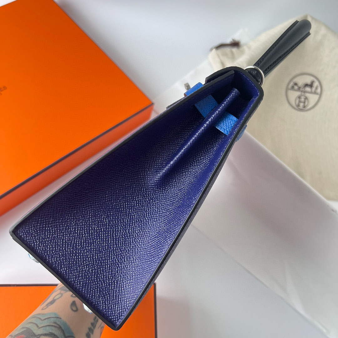 愛馬仕凱莉包 Hermès Kelly 25 HSS 三拼色 Epsom 寶石藍/法國藍/黑色