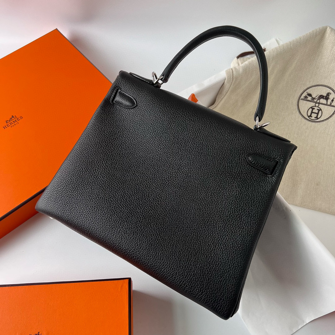 愛馬仕凱莉包28需要配貨嗎 Hermes Kelly 28 Togo CK89 Noir 黑色 Silver Hardware