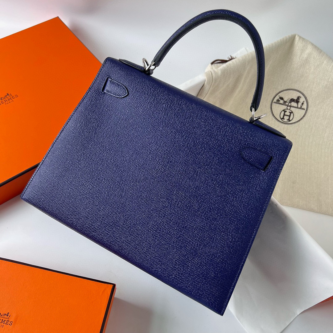 愛馬仕凱莉包28寸價格 Hermès Kelly 28 Epsom Bleu Saphir 寶石藍 Silver Hardware